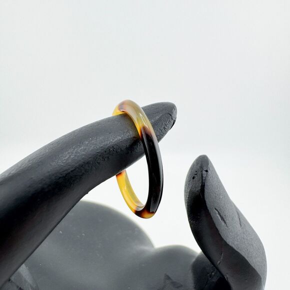 Vintage Brown Tan Band Ring Minimalist Dainty Neutral Preppy Earthy Retro MCM - Picture 2 of 7